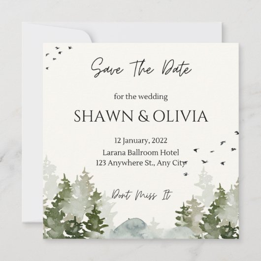 Eenvoudige trouwuitnodiging kaart Opslaan Datum (Voorkant)