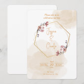 Eenvoudige trouwuitnodiging met neutrale kleuren kaart (Voorkant / Achterkant)