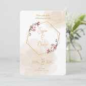 Eenvoudige trouwuitnodiging met neutrale kleuren kaart (Staand voorkant)