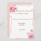 eenvoudige trouwuitnodiging met rozen bloemen kaart (Voorkant / Achterkant)