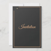Eenvoudige trouwuitnodiging, zwart en goud kaart (Achterkant)