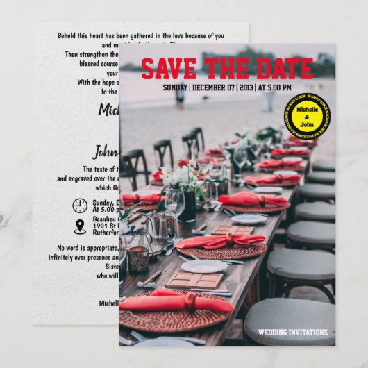 eenvoudige trouwuitnodigingen elegant kaart (Voorkant / Achterkant)