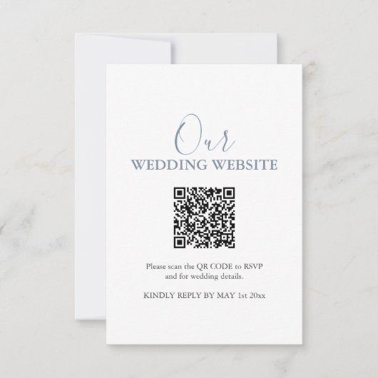 Eenvoudige trouwwebsite RSVP-kaart met QR-code Kaart (Voorkant)