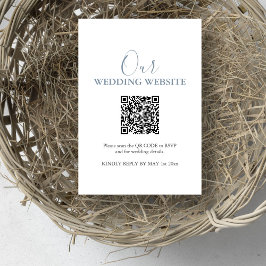 Eenvoudige trouwwebsite RSVP-kaart met QR-code Kaart