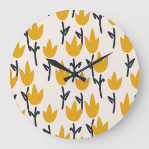 Eenvoudige Tulp Bloem Stof Print Grote Klok