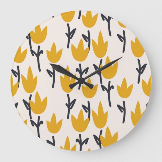 Eenvoudige Tulp Bloem Stof Print Grote Klok (Voorkant)