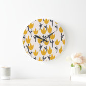 Eenvoudige Tulp Bloem Stof Print Grote Klok (Huis)