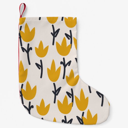 Eenvoudige Tulp Bloem Stof Print Kleine Kerstsok (Voorkant)