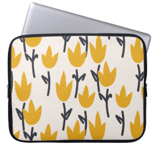 Eenvoudige Tulp Bloem Stof Print Laptop Sleeve