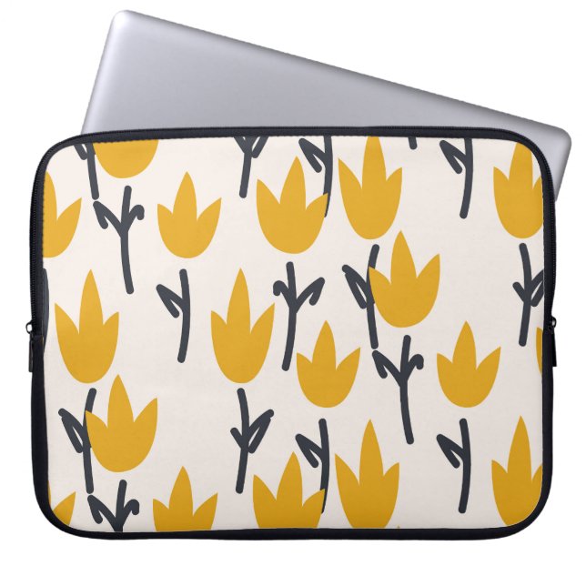 Eenvoudige Tulp Bloem Stof Print Laptop Sleeve (Voorkant)