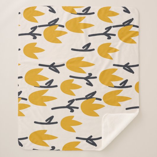 Eenvoudige Tulp Bloem Stof Print Sherpa Deken (Voorkant)
