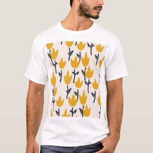 Eenvoudige Tulp Bloem Stof Print T-shirt