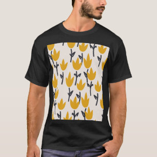 Eenvoudige Tulp Bloem Stof Print T-shirt