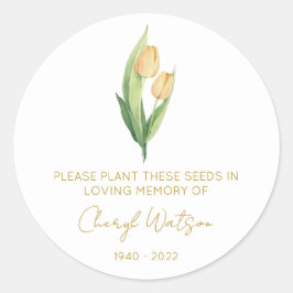 Eenvoudige Tulp Herdenkings Zaadzakje Ronde Sticker