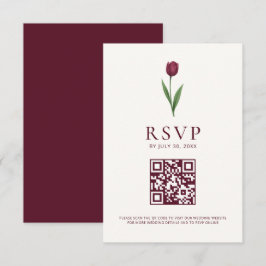 Eenvoudige Tulp Ivoor Minimalistische Trouw QR Cod RSVP Kaartje