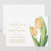 Eenvoudige Tulp Levensviering Uitvaart Kaart (Voorkant / Achterkant)