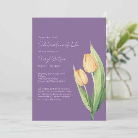 Eenvoudige Tulp Levensviering Uitvaart Kaart (Staand voorkant)