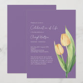 Eenvoudige Tulp Levensviering Uitvaart Kaart (Voorkant / Achterkant)