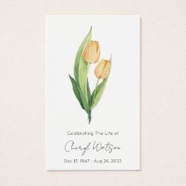Eenvoudige Tulp Rouwherdenking Gebedskaart Visitekaartje