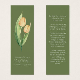 Eenvoudige Tulp Rouwherdenkingsbladwijzer Mini Visitekaartjes
