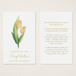 Eenvoudige Tulp Rouwkaart Herdenkingsgebedskaart Visitekaartje
