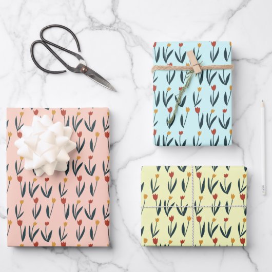 Eenvoudige Tulpen van het Floral Pattern-patroon Inpakpapier Vel (Voorkant)