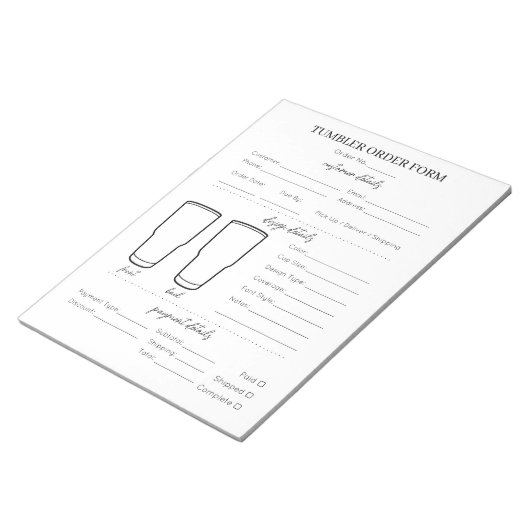 Eenvoudige Tumbler Mok Cup Business Order Formulie Notitieblok (Schuin)