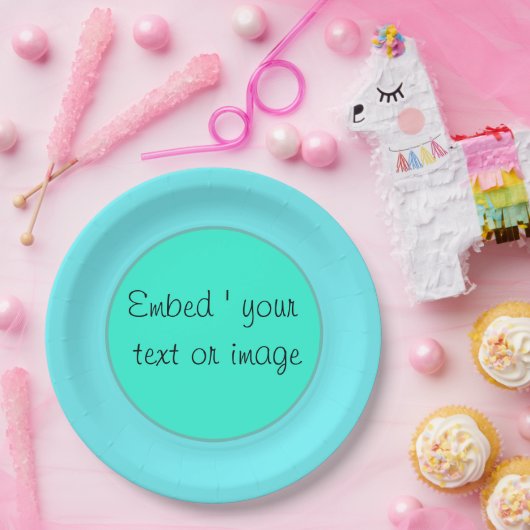 Eenvoudige turkooizen, groene borden, muntpapier papieren bordje (Feest)