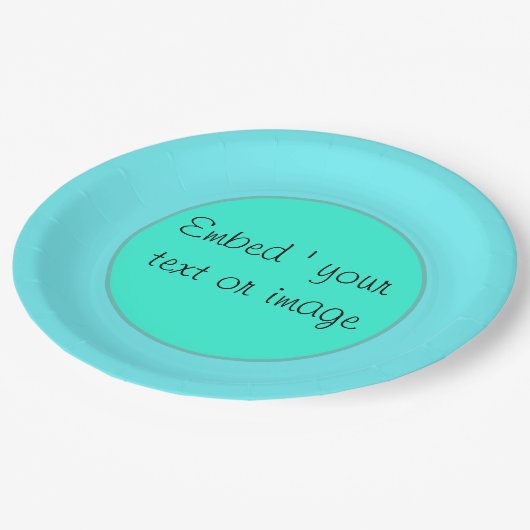 Eenvoudige turkooizen, groene borden, muntpapier papieren bordje (Gekanteld)