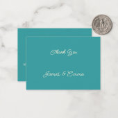 Eenvoudige Turquoise Aangepaste Trouw Dank Je Notitiekaartje (Voorkant / Achterkant in situ)