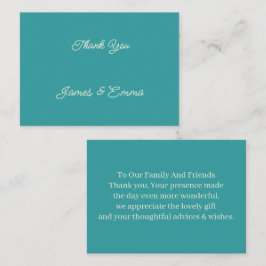 Eenvoudige Turquoise Aangepaste Trouw Dank Je Notitiekaartje