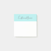 Eenvoudige Turquoise Background en Dim Grey Name Post-it® Notes (Voorkant)