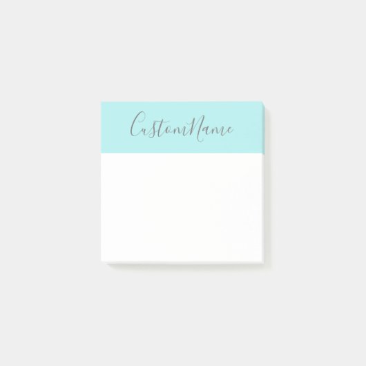 Eenvoudige Turquoise Background en Dim Grey Name Post-it® Notes (Voorkant)