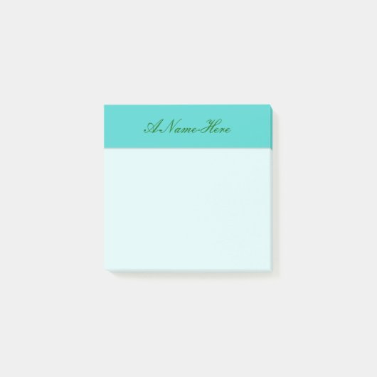 Eenvoudige Turquoise Background met Dark Green Nam Post-it® Notes (Voorkant)
