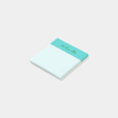 Eenvoudige Turquoise Background met Dark Green Nam Post-it® Notes (Schuin)