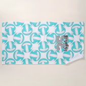 Eenvoudige turquoise blauw wit volleybal schattig  strandlaken (Voorkant)