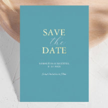 Eenvoudige Turquoise Blauwe Save The Date Huwelijk