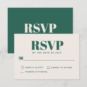 Eenvoudige Turquoise Groen Moderne Minimalistische RSVP Kaartje