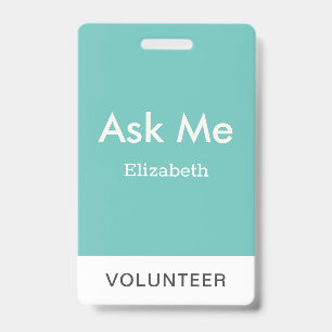 Eenvoudige Turquoise Groene Gepersonaliseerde Vrij Badge