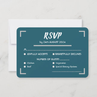 Eenvoudige Turquoise Handgeschreven Script Bruilof RSVP Kaartje