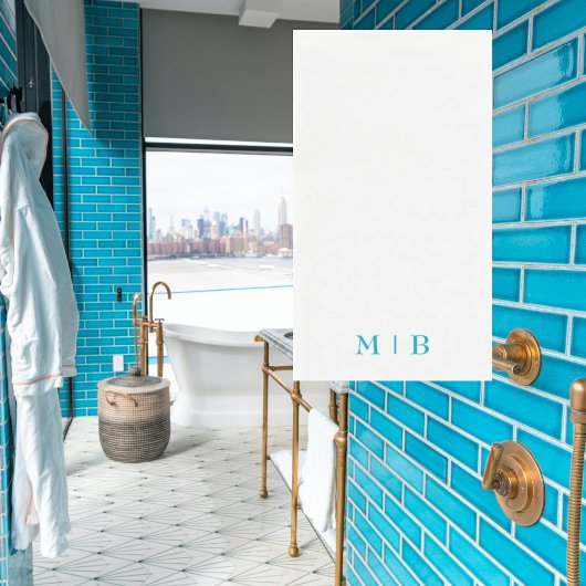 Eenvoudige Turquoise Monogram Badkamer Servet