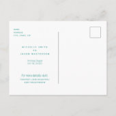 Eenvoudige Turquoise Trouw Save the Date Postkaart (Achterkant)