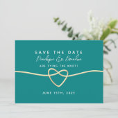 Eenvoudige Turquoise Trouwdag Save The Date (Staand voorkant)
