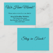 Eenvoudige turquoise We hebben verplaatst verander Informatiekaartje (Voorkant / Achterkant)