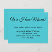 Eenvoudige turquoise We hebben verplaatst verander Informatiekaartje (Voorkant / Achterkant)