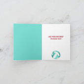 eenvoudige turquoise witte volleybal verjaardagswe kaart (Binnen)