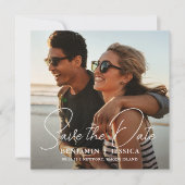 Eenvoudige twee foto kalligrafie bruiloft Save the (Voorkant)