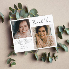 Eenvoudige twee foto-sympathie begrafenisdank briefkaart