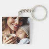 Eenvoudige  twee foto's, gepersonaliseerde gift sleutelhanger (Achterkant)