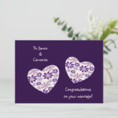 Eenvoudige twee harten gefeliciteerd met uw bruilo kaart (Staand voorkant)